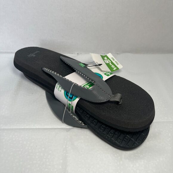 Sanuk Yoga Mat Flip Flops Casual Comfort Sandals Black Gray Women 10 NEW - Picture 4 of 4